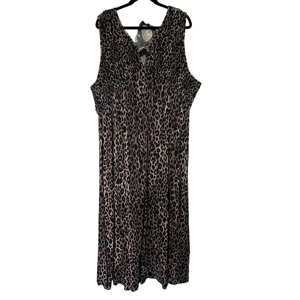 ASOS Design Curve 20 US Leopard Print Midaxi V Neck Full Hem Midi Maxi Dress NWT - Picture 10 of 12